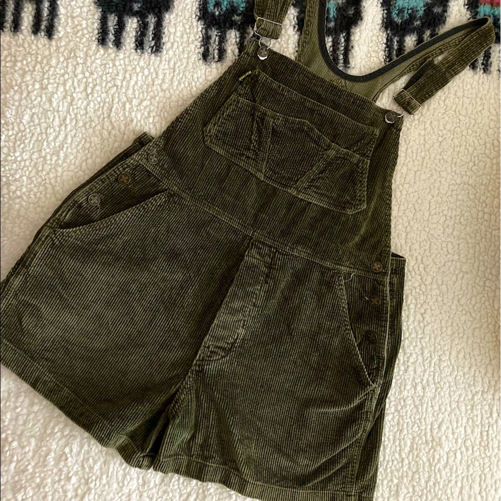 Dr Martens olive green corduroy overall shorts